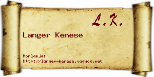 Langer Kenese névjegykártya